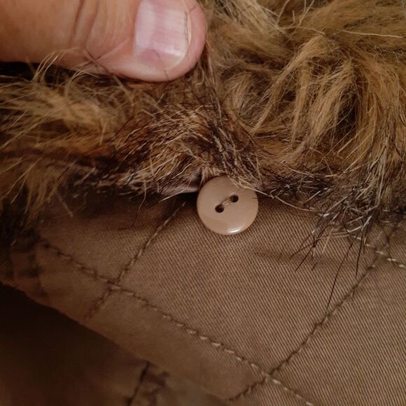 Guess coat tan brown utility anorak fall winter jacket l cotton canvas parka - Picture 14 of 15